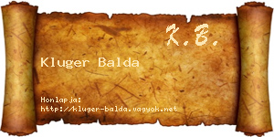 Kluger Balda névjegykártya